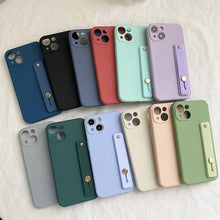 Load image into Gallery viewer, Cute Wrist Strap Soft Silicone Slim Protective Case with Strap Cover Square Silicone Phone Case For iPhone 11 13 12 Pro XR XS Max X 6 6s 7 8 Plus SE2 Candy Colors Soft Back Cover

