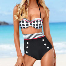 Load image into Gallery viewer, Cutest Retro Swimsuit Swimwear Vintage High Waist Swimsuit For Women Halter 2 Piece Bathing Suit Ruffle Bikini Set Tummy Control Vintage Pin Up High Waist Bikini Set For Women Swimming Bathing Suit S/M/L/XL
