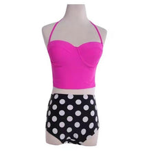 Load image into Gallery viewer, Cutest Retro Swimsuit Swimwear Vintage High Waist Swimsuit For Women Halter 2 Piece Bathing Suit Ruffle Bikini Set Tummy Control Vintage Pin Up High Waist Bikini Set For Women Swimming Bathing Suit S/M/L/XL
