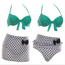 Load image into Gallery viewer, Cutest Retro Swimsuit Swimwear Vintage High Waist Swimsuit For Women Halter 2 Piece Bathing Suit Ruffle Bikini Set Tummy Control Vintage Pin Up High Waist Bikini Set For Women Swimming Bathing Suit S/M/L/XL
