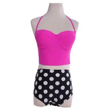 Load image into Gallery viewer, Cutest Retro Swimsuit Swimwear Vintage High Waist Swimsuit For Women Halter 2 Piece Bathing Suit Ruffle Bikini Set Tummy Control Vintage Pin Up High Waist Bikini Set For Women Swimming Bathing Suit S/M/L/XL

