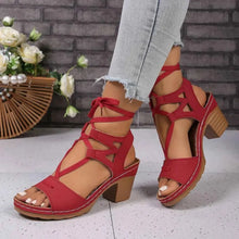 Load image into Gallery viewer, Elegant Heel Block : Lace-Up Sandals
