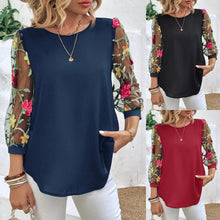 Load image into Gallery viewer, Women's Mesh Patchwork Three-Quarter Sleeve Top – Casual Chic
