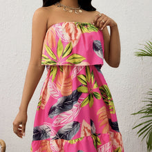 Load image into Gallery viewer, Tropical Strapless Off-Shoulder Vacation Dress
