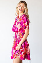 Load image into Gallery viewer, Floral Short Sleeve Smocked Mini Dress – Floral Mini Dress, Smocked Dress, Short Sleeve Floral Dress, Ruched Waist Dress, Summer Mini Dress, Romantic Floral Dress, Chic Floral Dress
