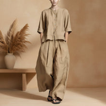 Load image into Gallery viewer, Three-Quarter Sleeve Shirt &amp; Loose Trousers Two-Piece Set

