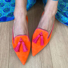 Load image into Gallery viewer, Women's Suede Pointed Toe Tassel Flats – Shallow Mouth Low Heel Casual Shoes
