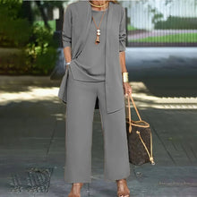 Load image into Gallery viewer, Women's Plus Size 3-Piece Lounge Set – Cardigan, Vest &amp; Wide-Leg Pants
