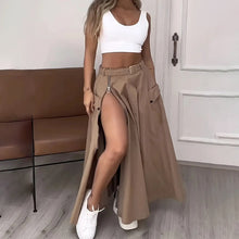 Load image into Gallery viewer, Women’s Cropped Vest &amp; High-Waisted Slit Skirt Matching Set
