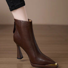 Load image into Gallery viewer, Women’s Pointed-Toe Chunky-Heel Side-Zip Boots
