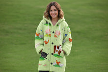 Load image into Gallery viewer, Women’s Floral Linen Cardigan – Retro Hooded Loose Knit Top
