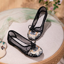 Load image into Gallery viewer, Women's Butterfly Embroidered Mesh Flats – Bow Tie Breathable Shoes
