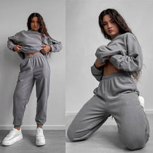 Load image into Gallery viewer, Women's Crewneck Sweatshirt &amp; Jogger Pants Two-Piece Set – Loose Fit
