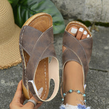 Load image into Gallery viewer, Women's Platform Roman Sandals | Open Toe Velcro Beach Sandals
