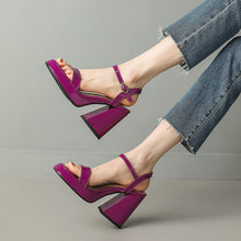 Load image into Gallery viewer, Women's Round Toe Chunky Heel Sandals – Buckle Strap Block Heel
