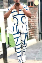 Load image into Gallery viewer, Men's Full Size Geo Print Short Sleeve Top and Pants Set Plus Size
