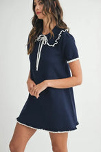 Load image into Gallery viewer, Ruffle Trimmed Collar Fine Knit Mini Dress For Women – Ruffle Mini Dress, Fine Knit Dress, Collar Dress, Feminine Mini Dress, Chic Knit Dress
