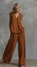 Load image into Gallery viewer, Women’s Sleeveless Striped Top and Full-Length Pants Set
