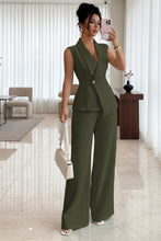 Load image into Gallery viewer, Women's Peplum Sleeveless Blazer &amp; Wide-Leg Pants Two-Piece Set
