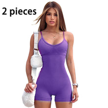 Load image into Gallery viewer, Spaghetti Strap Shorts Jumpsuit Sports Yoga Workout Tight Romper Women Fashion Fitness Sportwear
