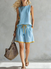 Load image into Gallery viewer, Solid Color Loose Casual Vest and Shorts Set
