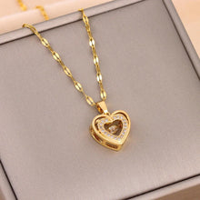 Load image into Gallery viewer, Double-Layer Love Necklace - Rhinestone Titanium Steel Pendant
