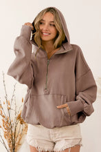 Load image into Gallery viewer, BiBi Stitch Detailed Elastic Hem Half Zip Fleece Hoodie
