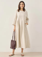 Load image into Gallery viewer, 100% Linen Bateau Neck Pleated Maxi Dress ABIGAIL
