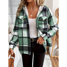 Load image into Gallery viewer, Women's Plaid Fleece Lined Hooded Jacket
