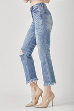 Load image into Gallery viewer, RISEN High Waist Distressed Cropped Bootcut Jeans
