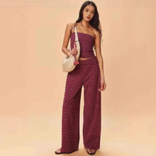 Load image into Gallery viewer, Women's Striped Tube Top &amp; Pants Set – 2-Piece Modal Matching Outfit

