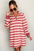 Load image into Gallery viewer, Classic Contrast Black Striped Collar Long Sleeve Mini Dress Stylish &amp; Trendy Casual Dress for Women
