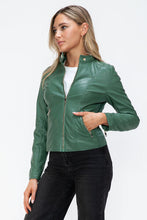 Load image into Gallery viewer, Women Classic Snobbish Faux Leather Zip-Up Drawstring Hooded Jacket Edgy &amp; Casual PU Leather Jacket For Streetwear
