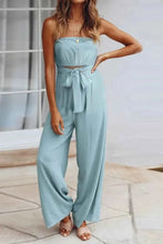 Load image into Gallery viewer, Tied Cutout Tube : Wide Leg Jumpsuit
