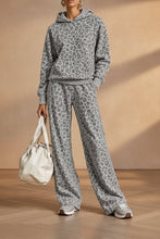 Load image into Gallery viewer, Women's Washed Leopard Print Oversized Hoodie &amp; Wide-Leg Pants Set
