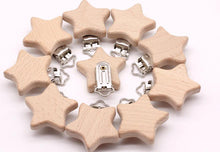 Load image into Gallery viewer, Modern Wood Naural Nipple Chain Accessories BPA Free Cute Modelling Beech Pacifier Clip Small Elephant Heart-shaped Holder for Pacifier
