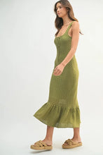 Load image into Gallery viewer, Ruffled Hem Sleeveless Crochet Knit Midi Dress For Women – Crochet Knit Dress, Unique Ruffled Hem Dress, Sleeveless Midi Dress, Summer Midi Dress, Elegant Crochet Dress
