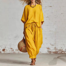 Load image into Gallery viewer, Women's Solid Color Loose Casual Set – T-Shirt &amp; Ankle Pants

