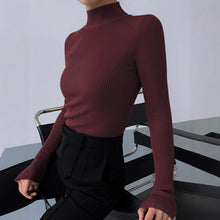 Load image into Gallery viewer, Women’s Tight Fit Crew Neck Knitted Top – Slim Sweater
