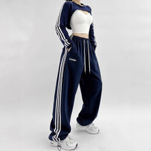Load image into Gallery viewer, Embroidered Patchwork Wide-Leg Athletic Sweatpants | 4 Colors
