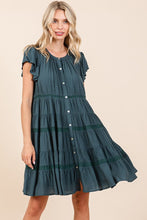 Load image into Gallery viewer, Lace Detail Ruffled Button Down Tiered Dress For Women – Romantic and Feminine Dress with Delicate Lace and Flowing Tiers
