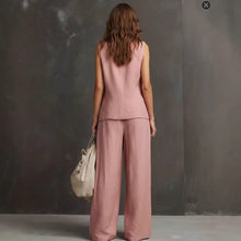 Load image into Gallery viewer, Women's Sleeveless Vest &amp; Wide-Leg Pants Two-Piece Set – 10 Colors XS–3XL
