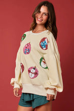 Load image into Gallery viewer, Women’s Christmas Egg Sequined Long-Sleeve Loose Sweatshirt Top
