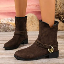 Load image into Gallery viewer, Casual Metal Buckle Slip-On Women’s Martin Boots
