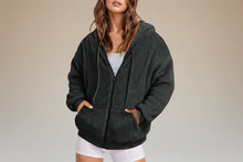 Load image into Gallery viewer, Long Zip-Up Hoodie – Soft Cotton Velvet, Oversized Fit
