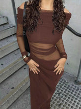 Load image into Gallery viewer, Off-Shoulder Long Sleeve Ruched : Bodycon Maxi Dress
