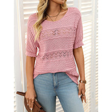 Load image into Gallery viewer, Women’s Short Sleeve Crochet Knit Hollow-Out Top
