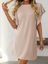 Load image into Gallery viewer, Ruffled Round Neck Short Sleeve Dress Feminine Simple Classic Dress Breathable And Comfy Dress
