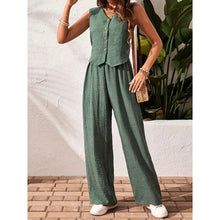 Load image into Gallery viewer, Women’s crop vest blazer wide leg pants set
