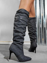 Load image into Gallery viewer, Denim Point Toe : Stiletto Boots
